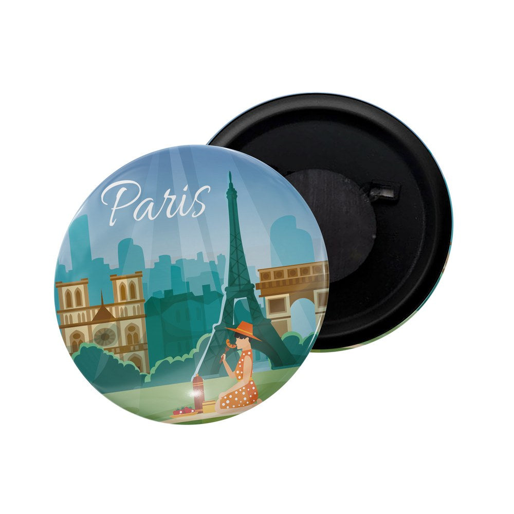 dhcrafts Fridge Magnet Multicolor France Paris Glossy Finish Design Pack of 1 (58mm)